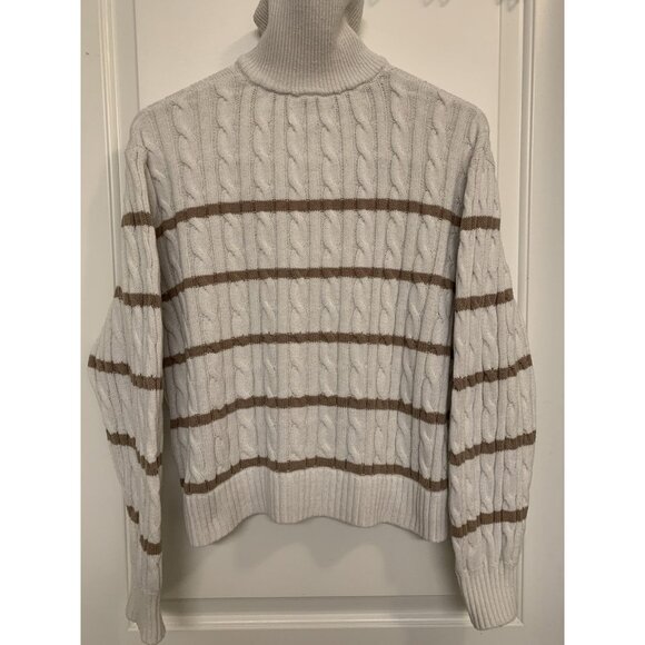 Hollister Cable Knit Quarter Zip Sweater Women’s‎ XS Oversized Striped - Picture 3 of 8